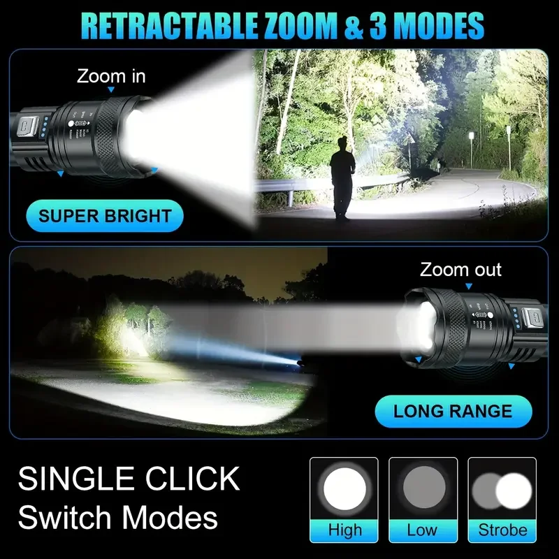 Tactical LED Flashlight 2000LM - Outdoor Adventure Trips ulasan dan harga
